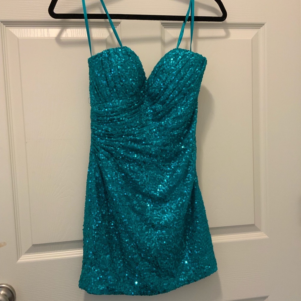 Turquoise Sequin Bodycon Dress